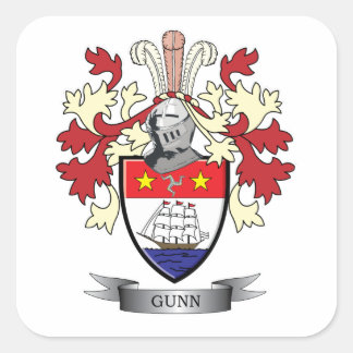 Gunn Family Crest Jackar om Arm Fyrkantigt Klistermärke
