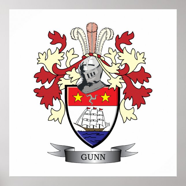 Gunn Family Crest Jackar om Arm Poster (Framsidan)