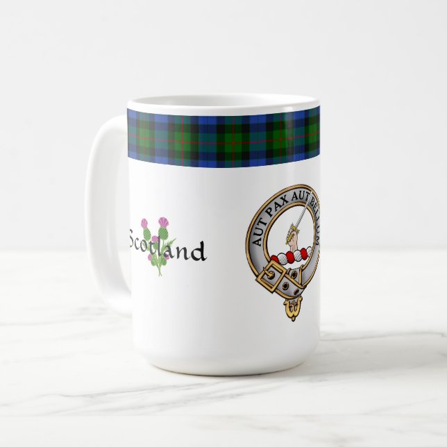 Gunn Klan Badge Tartan & Motto Classic Kaffemugg (Framsida vänster)