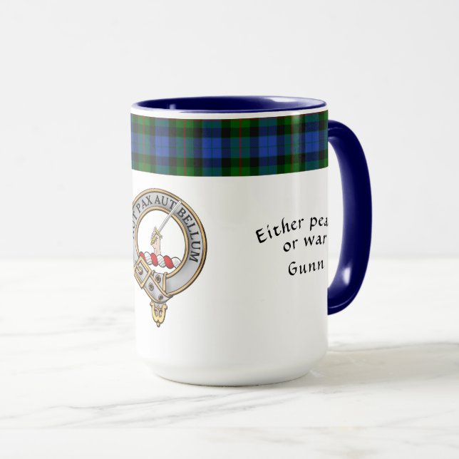 Gunn Klan Badge Tartan & Motto Mugg (Framsida höger)