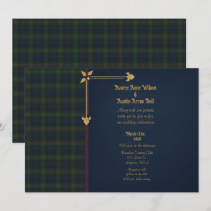 Gunn Modern Original Scottish Tartan Bröllop Inbjudningar