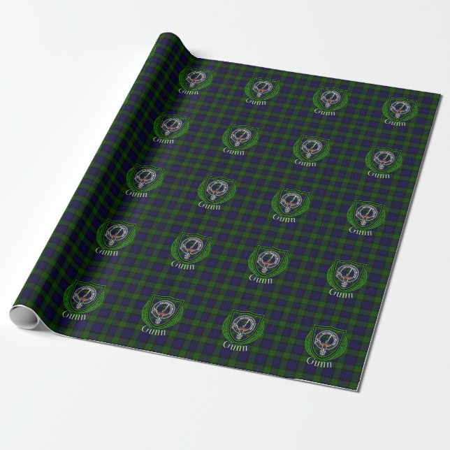 Gunn skotsk klan tartan och vapen presentpapper (Utrullad)
