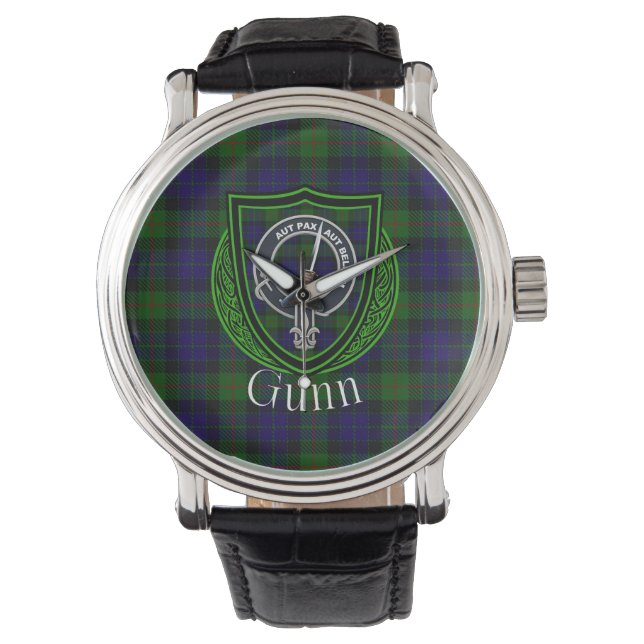 Gunn skotsk klan tartan & vapen armbandsur (Framsida)