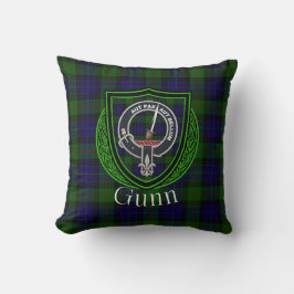 Gunn skotsk klan tartan & vapen kudde