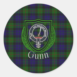 Gunn skotsk klan tartan & vapen runt klistermärke