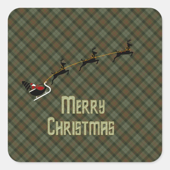 Gunn WeaftScottish Tartan Fyrkantigt Klistermärke (Framsida)