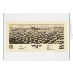 Gunnison panorama- karta för CO - 1882 Hälsningskort