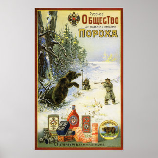 GUNPOWDER BEAR HUNDRA GAMLA SIBINA Ryssland-Advert Poster