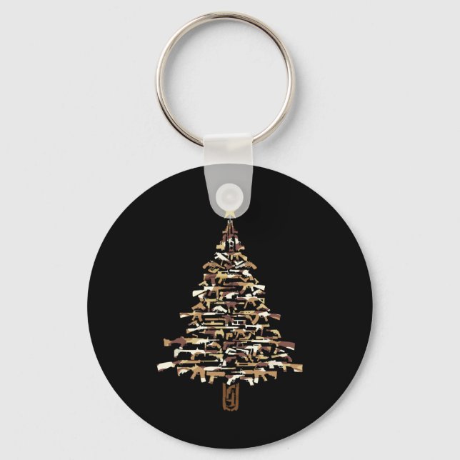 Guns Christmas Tree - Camo Print Xmas Gift For Gun Nyckelring (Framsida)