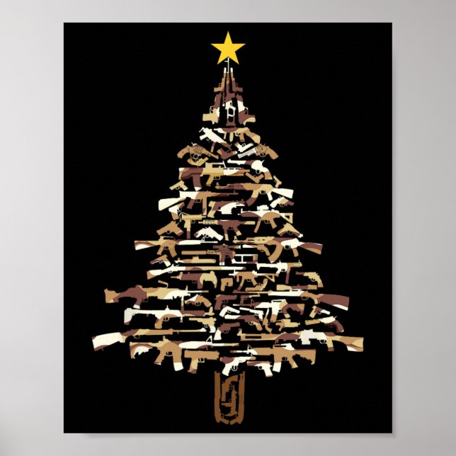 Guns Christmas Tree - Camo Print Xmas Gift For Gun Poster (Framsidan)