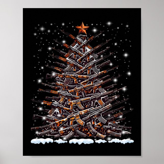 Guns Christmas Tree Funny Men Xmas For Gun Lover  Poster (Framsidan)