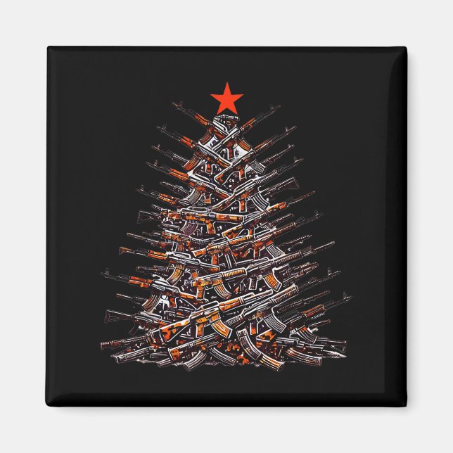 Guns Christmas Tree Funny Xmas 2025 For Gun Lover  Magnet (Framsidan)