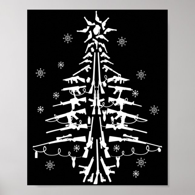 Guns Christmas Tree Xmas For Men Military  Poster (Framsidan)