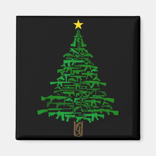 Guns Christmas Tree - Xmas Gift For Guns Lover  Magnet (Framsidan)