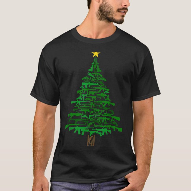 Guns Christmas Tree - Xmas Gift For Guns Lover  T Shirt (Framsida)