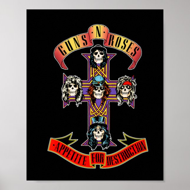Guns N&# 9; Ro Officiell Kortärmad Kor Smal Poster (Framsidan)