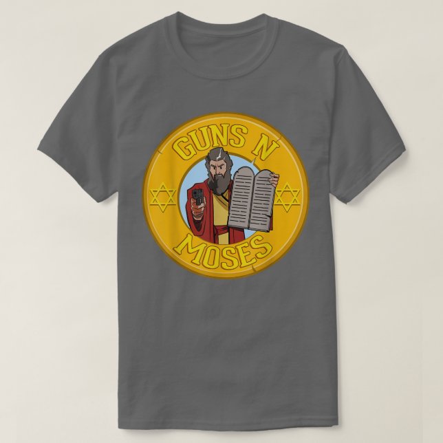 Guns N Moses Jewish Passover Pun Israels försvar F T Shirt (Design framsida)