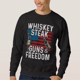 Guns Whiskey Steak Freedom Whiskey Bourbon Lång Ärmad Tröja