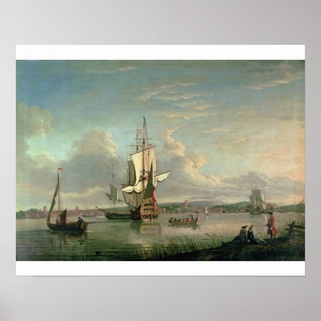 Gunship on the Thames off Woolwich Poster (Framsidan)