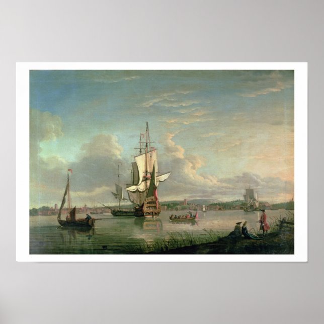 Gunship on the Thames off Woolwich Poster (Framsidan)