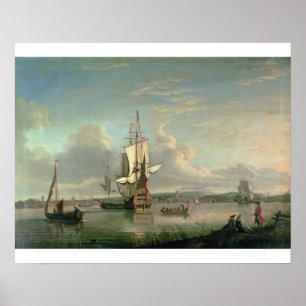 Gunship på Thamesen av Woolwich Poster