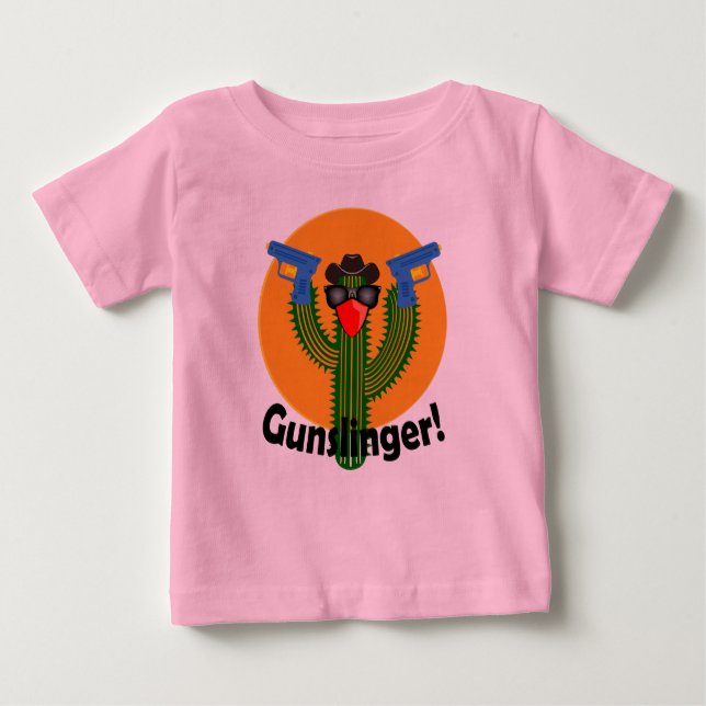 Gunslinger Cactus Design - Baby Fine Jersey T-Shir T Shirt (Framsida)