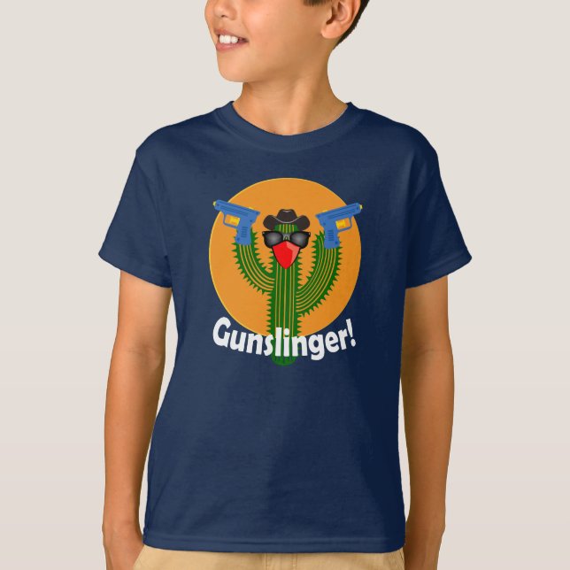 Gunslinger Cactus Design - Barn Basic T-Shirt (Framsida)