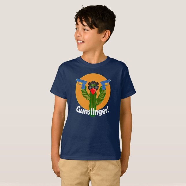 Gunslinger Cactus Design - Kids Basic T-Shirt (Hel framsida)