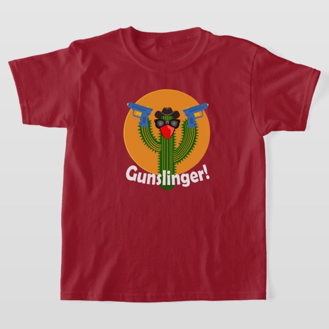 Gunslinger Cactus Design - Kids Basic T-Shirt (Laydown)