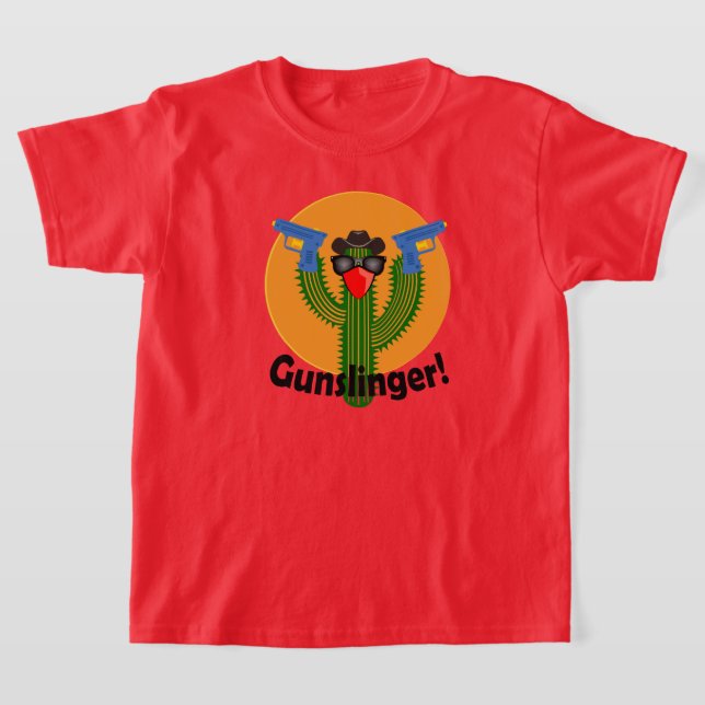 Gunslinger Cactus Design - Kids Basic T-Shirt (Laydown)