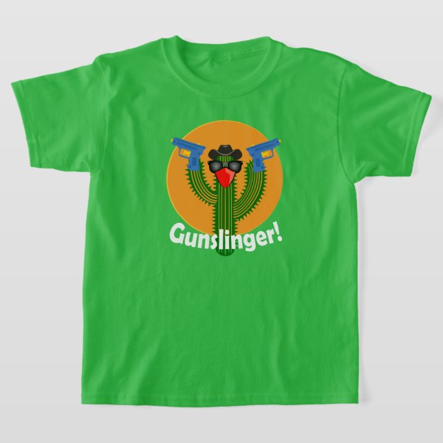 Gunslinger Cactus Design - Kids Basic T-Shirt (Laydown)
