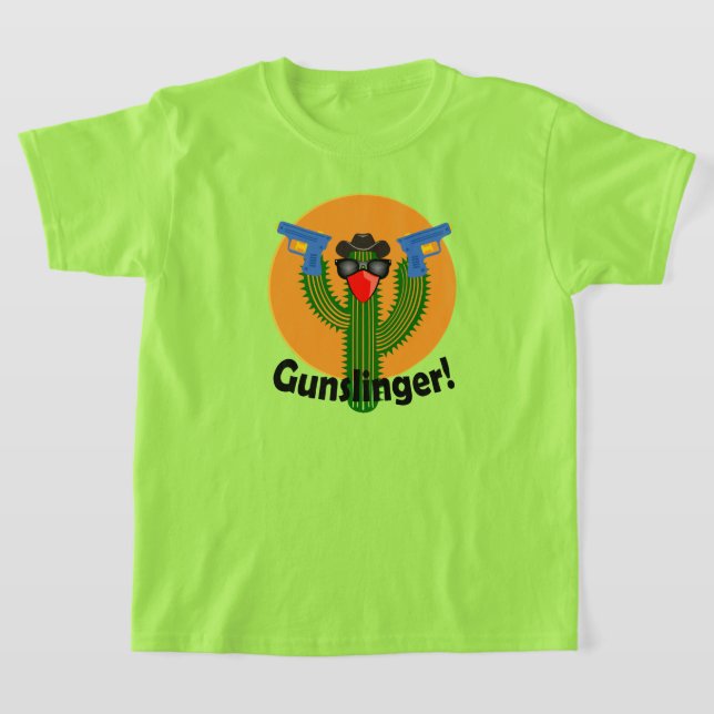 Gunslinger Cactus Design - Kids Basic T-Shirt (Laydown)