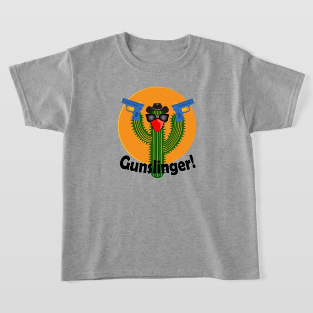Gunslinger Cactus Design - Kids Basic T-Shirt (Laydown)