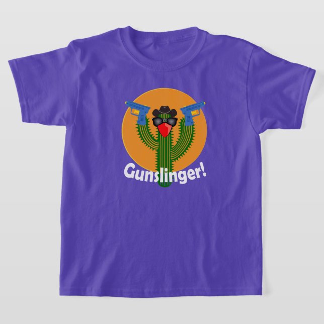 Gunslinger Cactus Design - Kids Basic T-Shirt (Laydown)
