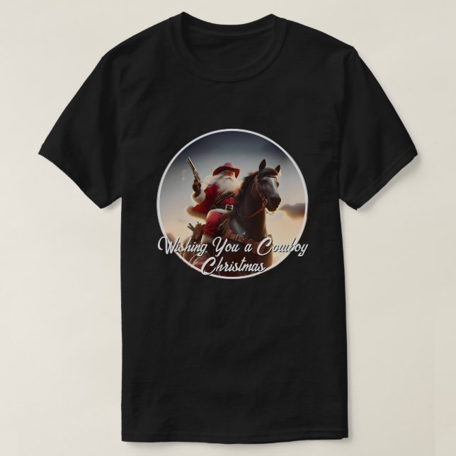 Gunslinger Jultomten Riding Horse jul T Shirt (Design framsida)