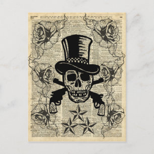 Gunslinger,Lycklig Skull,Guns,Ro,Gift,Tonåringar,S Vykort