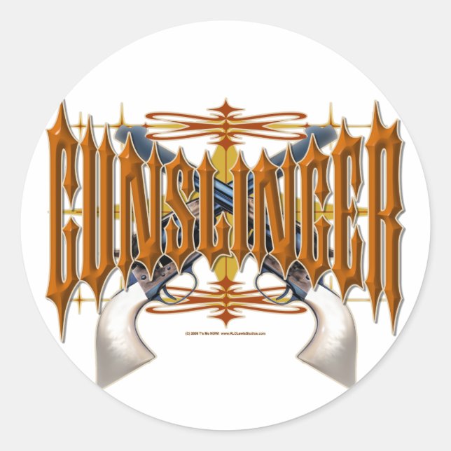 Gunslinger Runt Klistermärke (Framsida)