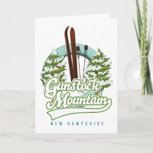 Gunstock Mountain New Hampshire skidisplayaffisch Helgkort