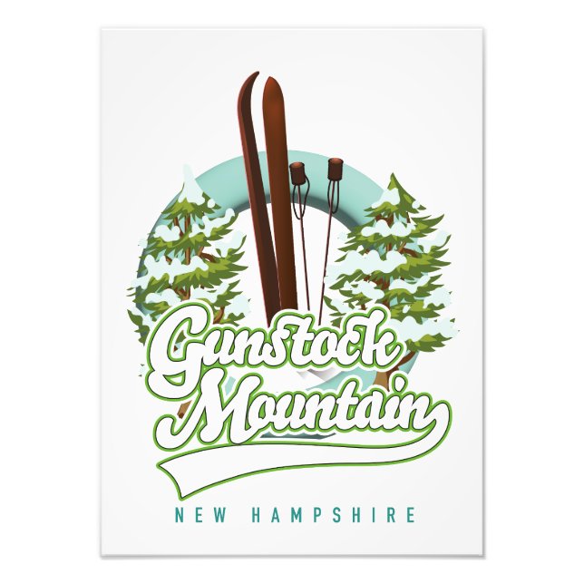 Gunstock Mountain New Hampshire skidisplayreklam Fototryck (Framsidan)