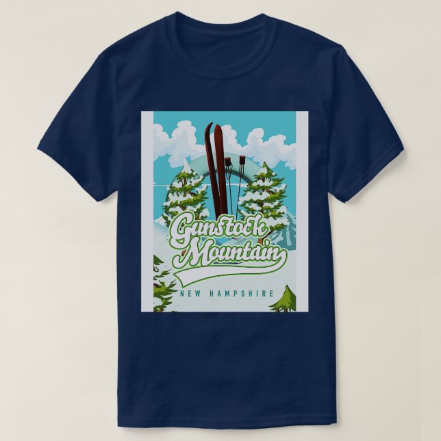 Gunstock Mountain New Hampshire Skiing tecknad T Shirt (Design framsida)