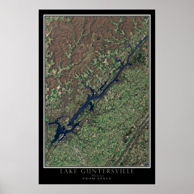 Guntersville Sjö Alabama från Space Satellite Kart Poster (Framsidan)