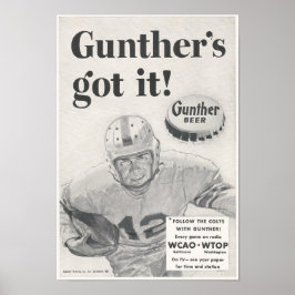 Gunthers's Beer Ad 1954 Poster
