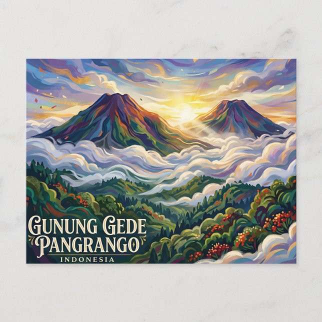 Gunung Gede Pangrango nationalpark Indonesien Vykort (Framsida)