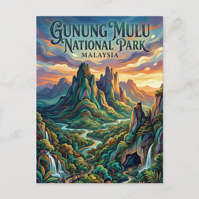 Gunung Mulu nationalpark Malaysia Vykort (Framsida)