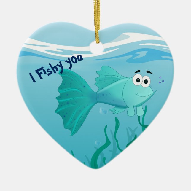 Guppyfiskillustration Julgransprydnad Keramik (Framsidan)