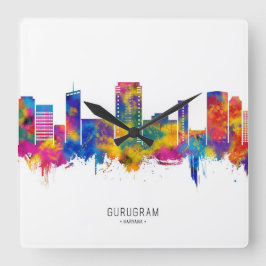 Gurgaon Haryana Skyline Fyrkantig Klocka