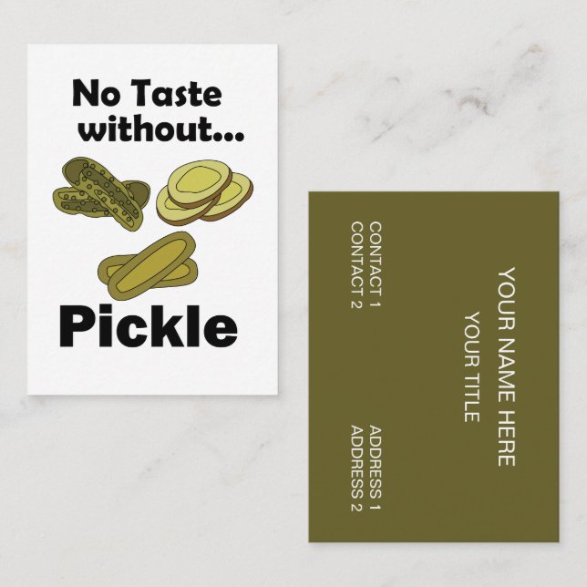 Gurka Pickles Inget Smak Utan Pickle Mat Visitkort (Fram/baksida)