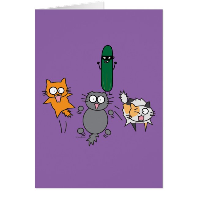 Gurka som kontra skrämmer katter - gurkaskräck för hälsningskort (Framsidan)