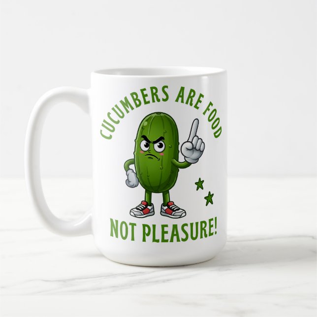 Gurkor Är Mat Inte Nöje Rolig Grönsak Kaffemugg (Vänster)