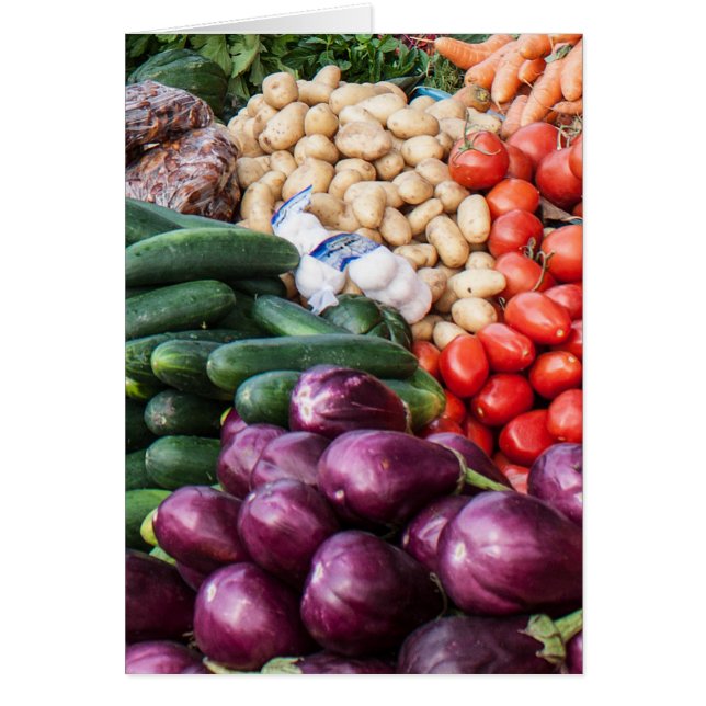 Gurkor, tomater, hälsningskort (Framsidan)